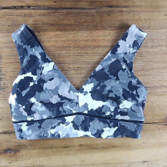 JOY LAB BLACK GREY WHITE CAMO SPORTS BRA WITH PADDING SIZE MEDIUM - Picture 1 of 5